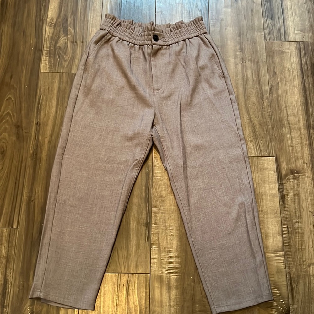 Zara pant in grey with paper bag high waist